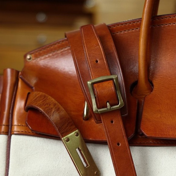 Atorie Canvas Leather Top-Handle Bag med NWT - Picture 3 of 13